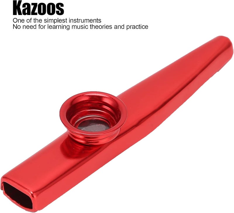 woobles Kazoo Musical Instrument, Easy To Learn Metal Tone Harmonica, Good Companion For Guitar Ukulele Violin, For Use For Music Lovers. (Red) - Image 3